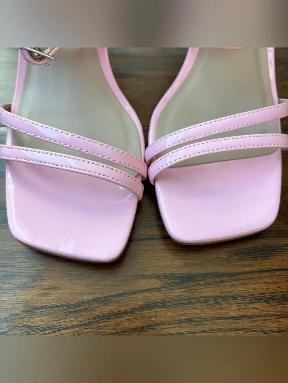 Steve Madden Pink Strappy Square-Toe Ankle-Tie Heels